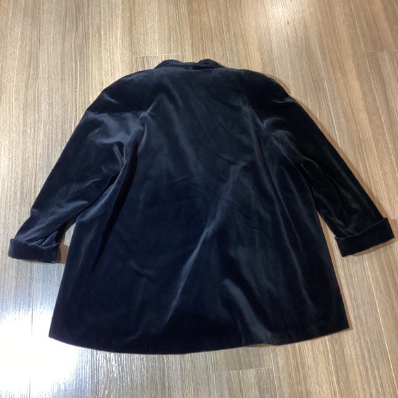 J S COLLECTIONS Black Velvet Open Front Kimono Jacket Size L - Pre Owned - Picture 7 of 7